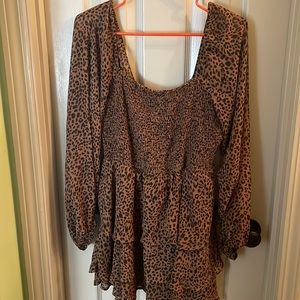 Dress- tiered ruffle leopard